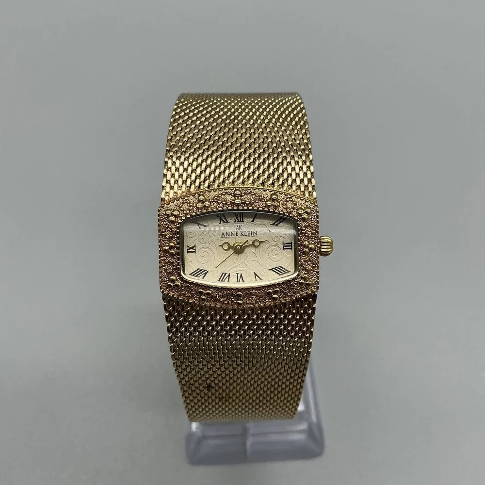 Anne Klein Womens Watch 25mm Cream Dial Gold Tone Mesh Band 10/6416 New Battery